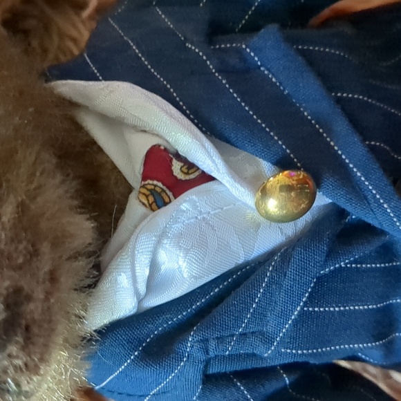 BAXTER* Brass Button Bear orig. outfit and tags, sweet little dude in pinstripes - Picture 3 of 7